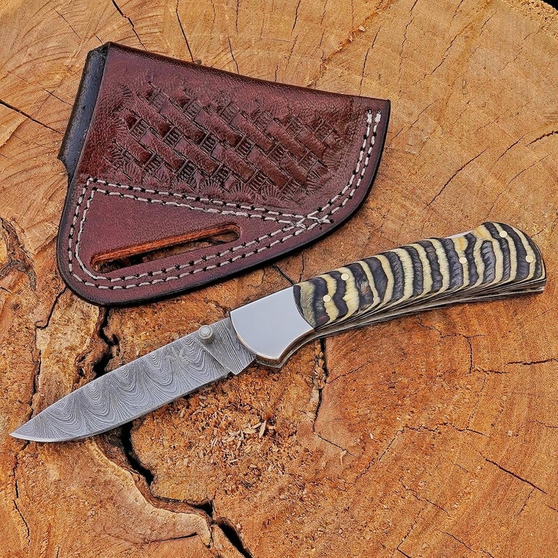 BE BREAK EDGE Handmade Damascus Steel Folding Knife for Men, Tactical EDC Gear, Hunting & Survival. Best Gift for Boy Friend. - Image 4